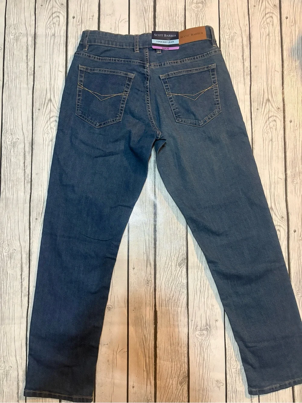 Scott Barber Straight Stretch Denim Jeans Blue  5-Pocket Men Size 30x30 NWT